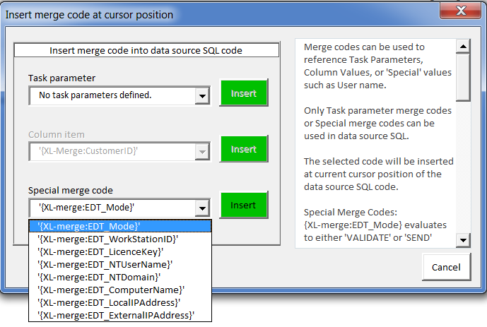 Insert Merge Code Screenshot