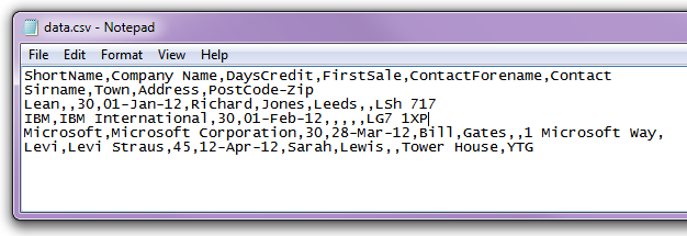 CSV data CSV data